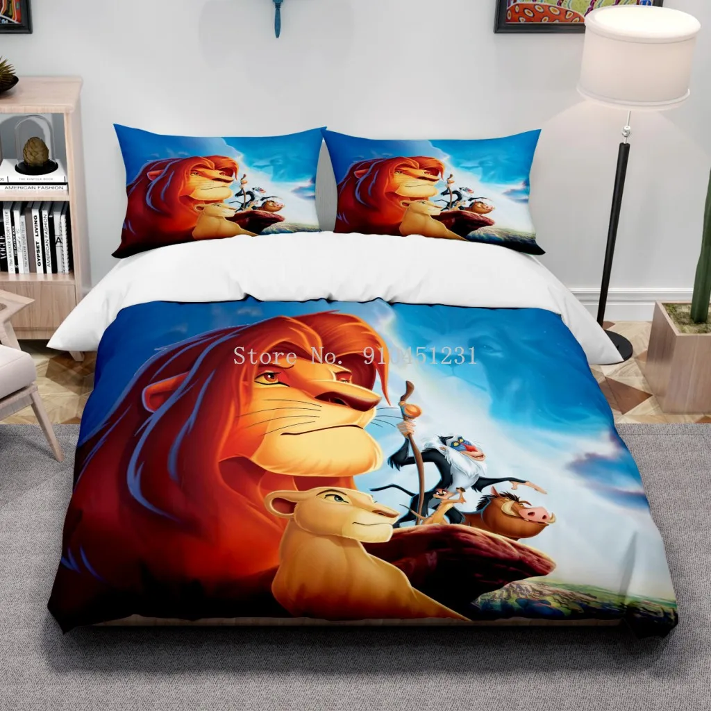 Cartoon Disney Lion King Simba Bedding Set Duvet Covers Pillowcases Bed Comforter Cover Baby Children Adult Boys Gift Bedclothes