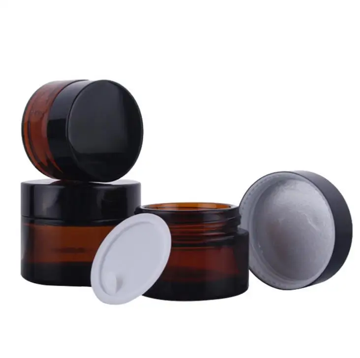 

Amber Glass Cream Jars 5g 10g 15g 20g 30g 50g 100g Brown Cosmetic Jar Packaging Eye Cream Containers With Black Lid SN75