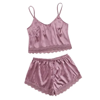 Women’s Sexy Lace Pajamas Sets Summer Stripe or Solid Color Camisole and Shorts Home Clothes Suit
Women’s Sexy Lace Pajamas Sets Summer Stripe or Solid Color Camisole and Shorts Home Clothes Suit