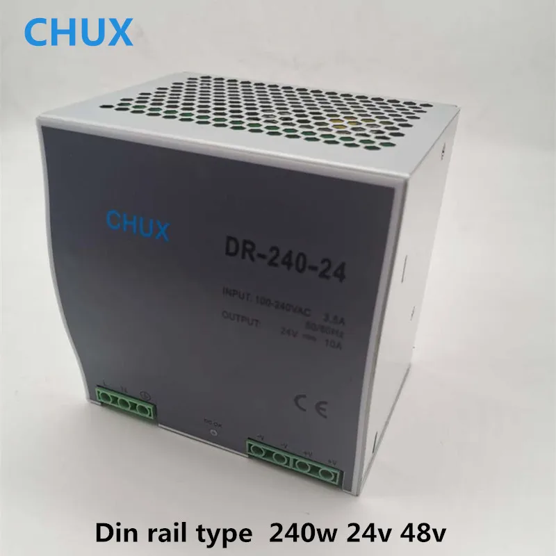CHUX 24V 48V Switching Power Supply 240W 10A 5A Din Rail Type Single Output SMPS For LED Industry Power Supplies
CHUX 24V 48V Switching Power Supply 240W 10A 5A Din Rail Type Single Output SMPS For LED Industry Power Supplies