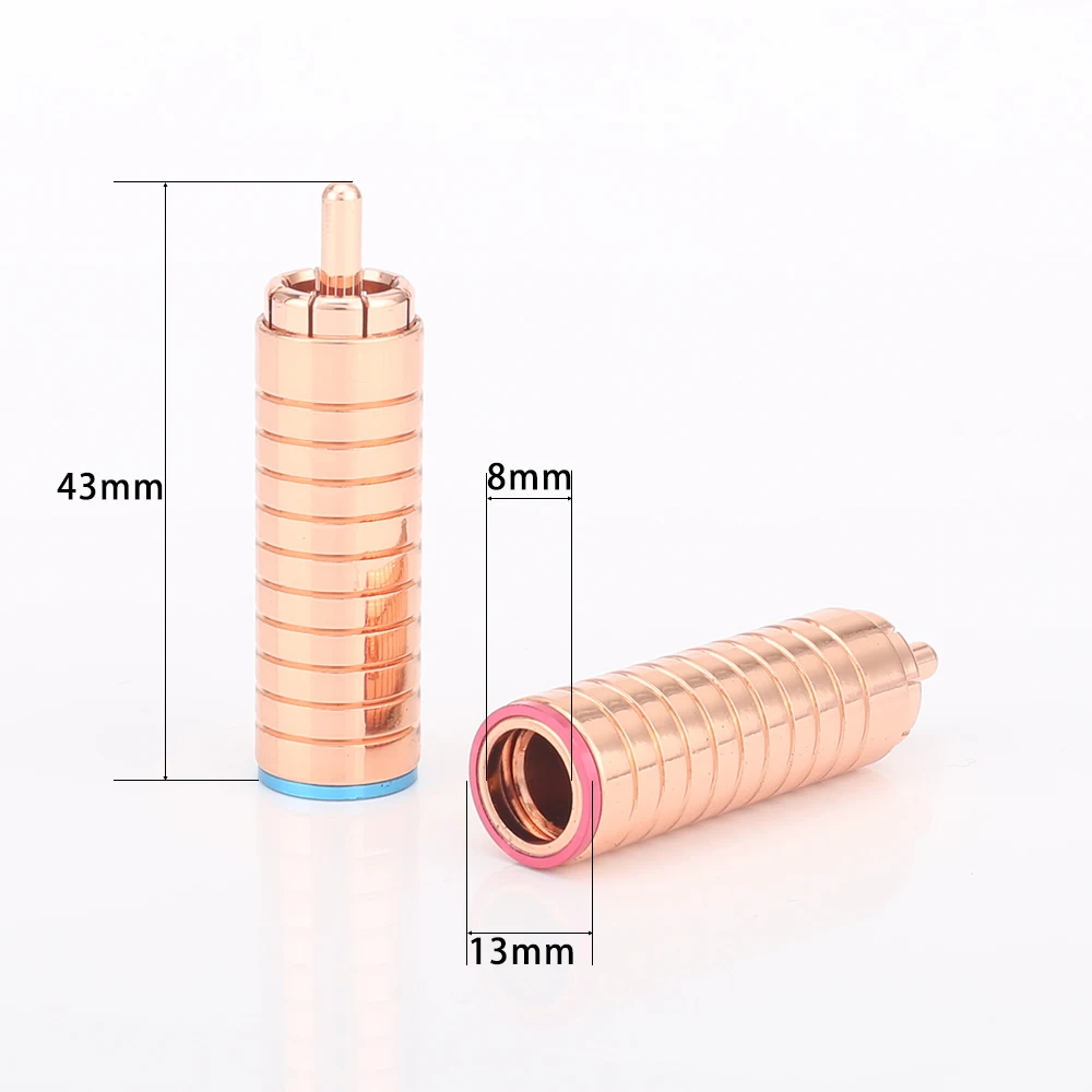 

High Quality 4/pcs Red copper plated RCA interconnect plug audio cable plug solder RCA Connector HIFI