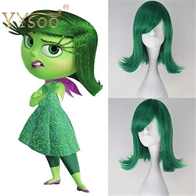 YYsoo Inside Out Disgust Cosplay Wigs Short Wavy Green Wig Party Halloween Cosplay Costume Full Machine Synthetic Wig With Bangs YYsoo Inside Out Disgust Cosplay Wigs Short Wavy Green Wig Party Halloween Cosplay Costume Full Machine Synthetic Wig With Bangs