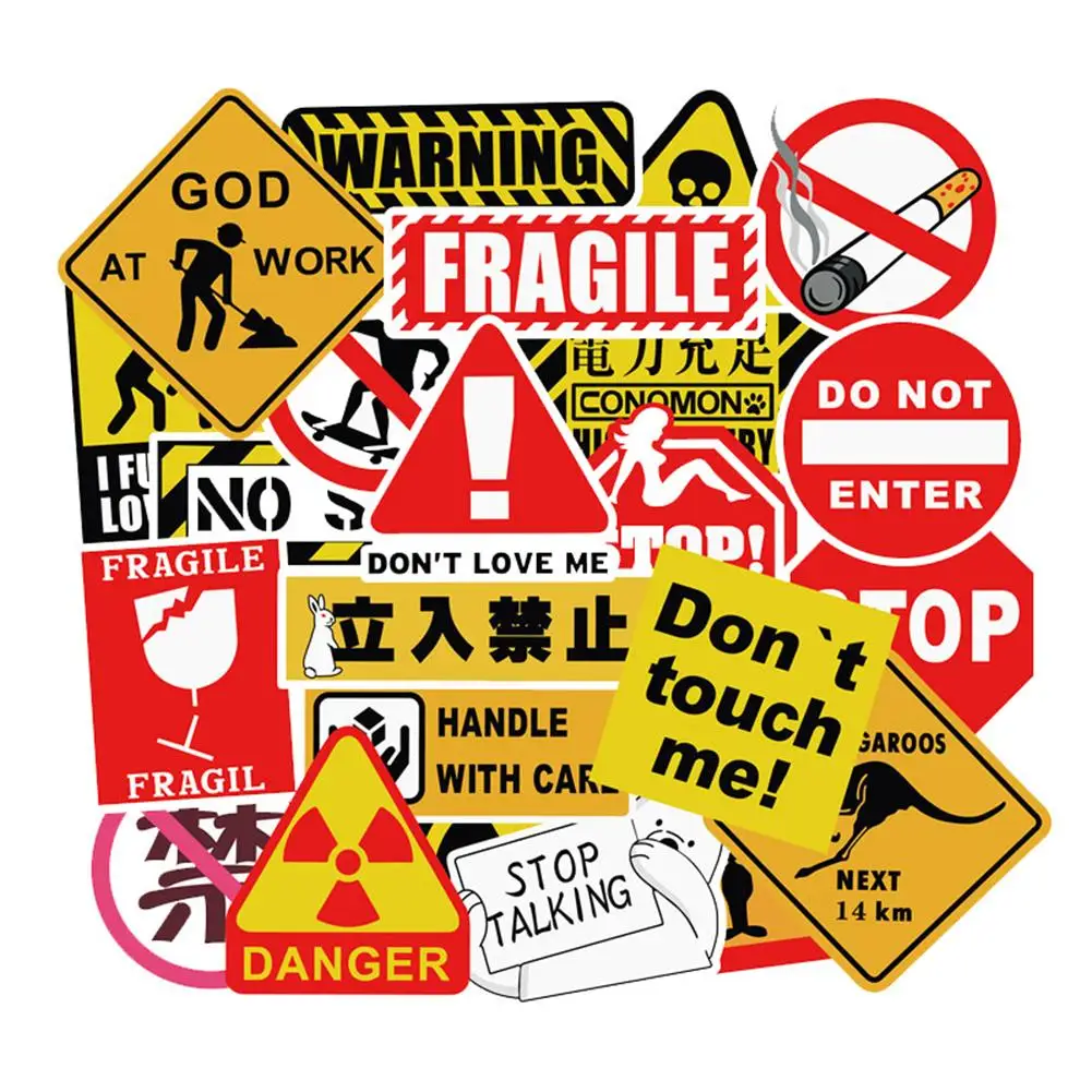 50Pcs Non-repeating Warning Sign Graffiti Sticker Auto Motorcycle Trolley Case Refrigerator Guitar Scooter Computer Sticker Set
50Pcs Non-repeating Warning Sign Graffiti Sticker Auto Motorcycle Trolley Case Refrigerator Guitar Scooter Computer Sticker Set