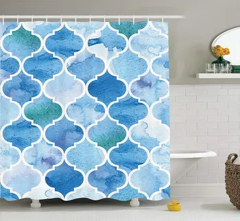 Moroccan Decor Collection Curvy Geometric Damask Patterns in Watercolor Effect Creative Timeless Home Art Polyester Fabric Bath
Moroccan Decor Collection Curvy Geometric Damask Patterns in Watercolor Effect Creative Timeless Home Art Polyester Fabric Bath