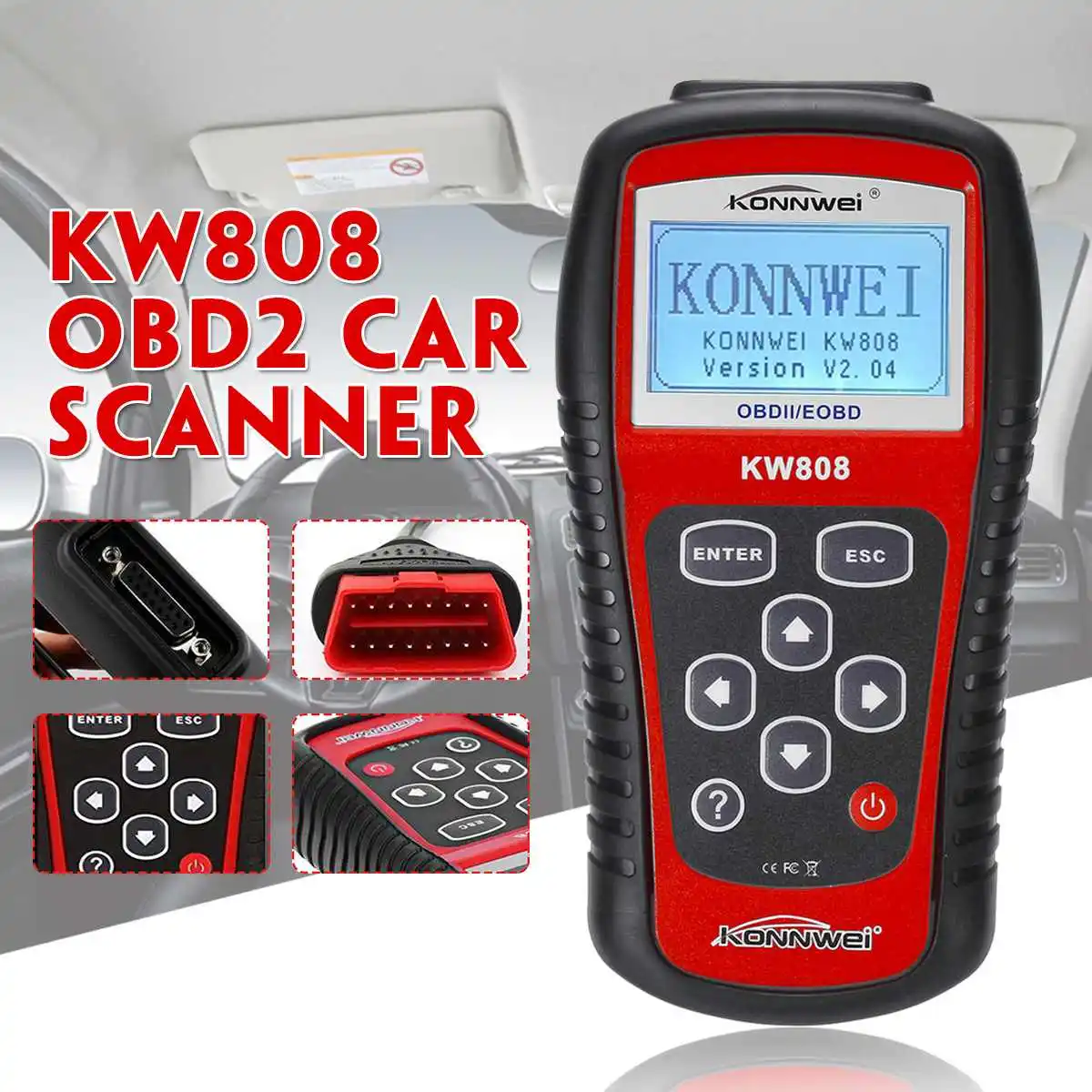 KONNWEI KW808 OBD2 Scanner Decoder Automotive Engine Fault Diagnostic Tool Repair Tool Code Readers Scan Tools
KONNWEI KW808 OBD2 Scanner Decoder Automotive Engine Fault Diagnostic Tool Repair Tool Code Readers Scan Tools