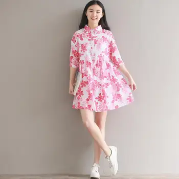 Mori Girl Line Cotton Linen Dress Women's 2019 Spring New Style Literature and Art Leaf Printed Three-quarter-length Sleeve Loos
Mori Girl Line Cotton Linen Dress Women's 2019 Spring New Style Literature and Art Leaf Printed Three-quarter-length Sleeve Loos