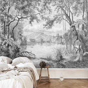 Custom Photo Wallpaper Black And White Forest Mural European Retro Hand Painted Line Rainforest Jungle Painting Papel De Parede
Custom Photo Wallpaper Black And White Forest Mural European Retro Hand Painted Line Rainforest Jungle Painting Papel De Parede