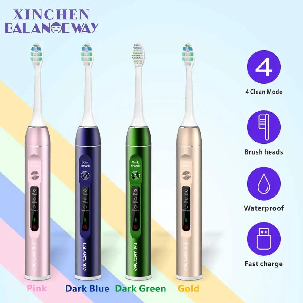 Full LED Screen Electric Toothbrush Mate8 Waterproof Automatic Sonic ToothBrush Rechargeable 4 Models with 2 Brush Heads
Full LED Screen Electric Toothbrush Mate8 Waterproof Automatic Sonic ToothBrush Rechargeable 4 Models with 2 Brush Heads