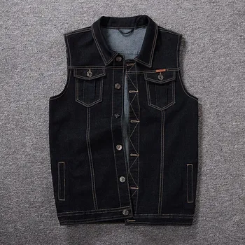 Spring Korean Slim Fit Mens Sleeveless Denim Waistcoats Casual Fashion Single Breasted Turn Down Collar Male Vests Plus Size 8XL
Spring Korean Slim Fit Mens Sleeveless Denim Waistcoats Casual Fashion Single Breasted Turn Down Collar Male Vests Plus Size 8XL