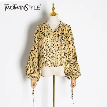 TWOTWINSTYLE Leopard Lace Up Shirt For Women Lapel Collar Lantern Sleeve Ruched Plus Size Blouse Female Autumn Fashion New 2020
TWOTWINSTYLE Leopard Lace Up Shirt For Women Lapel Collar Lantern Sleeve Ruched Plus Size Blouse Female Autumn Fashion New 2020