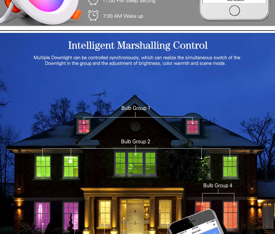 YYXMB LED Down light WiFi Smart life Ceiling Downlight APP RGB Warm Cool Changing Color with 7W 9W Alexa Google Home