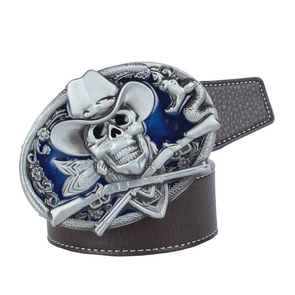 Adjustable Men's PU Leather Belt with Snake Pirate Skull Buckle Belt 125cmx3.8cm Adjustable Men's PU Leather Belt with Snake Pirate Skull Buckle Belt 125cmx3.8cm