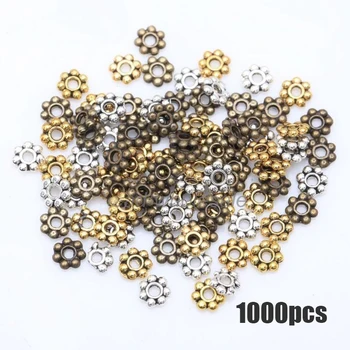 1000pcs 4mm Tibetan Gold Silver Tone Circle Flower Metal Spacer Beads For Needlework Round Daisy Wheel Charms For Jewelry Making 
1000pcs 4mm Tibetan Gold Silver Tone Circle Flower Metal Spacer Beads For Needlework Round Daisy Wheel Charms For Jewelry Making