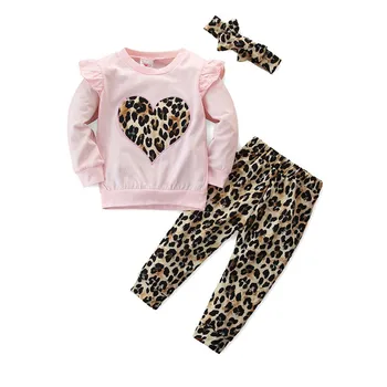DFXD Newborn Baby Girls Clothes Set Heart Long Sleeve T-shirt+Leopard Pant+Bow Headband 3pc Outfit Cotton Children Clothing 1-5T 
DFXD Newborn Baby Girls Clothes Set Heart Long Sleeve T-shirt+Leopard Pant+Bow Headband 3pc Outfit Cotton Children Clothing 1-5T