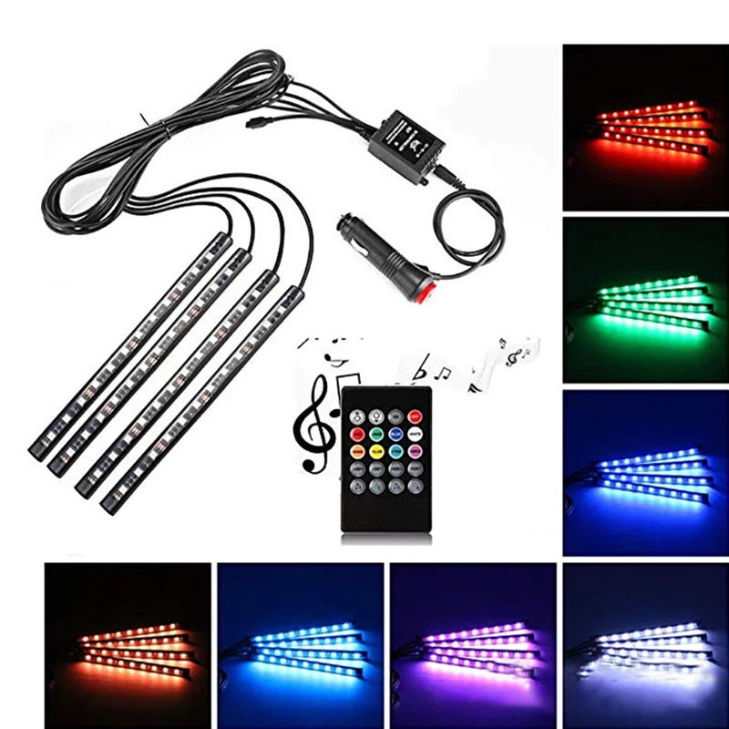 Colorful LED 4x 36 LED Car Charge 12V 10W Glow Interior Decorative Atmosphere Blue Inside Foot Light Lamp With Remote Control
Colorful LED 4x 36 LED Car Charge 12V 10W Glow Interior Decorative Atmosphere Blue Inside Foot Light Lamp With Remote Control