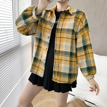 COIGARSAM Full Sleeve Shirt Womens tops New Plaid Upset Keep Warm Women shirts Yellow 6010
COIGARSAM Full Sleeve Shirt Womens tops New Plaid Upset Keep Warm Women shirts Yellow 6010