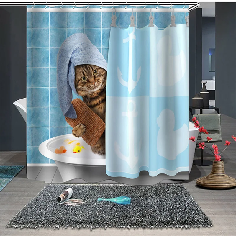 Cute Cat 3D Printed Shower Curtain Cartoon Animal Polyester Fabric Bath Curtain for Bathroom Curtain Decoration Shower Curtains
Cute Cat 3D Printed Shower Curtain Cartoon Animal Polyester Fabric Bath Curtain for Bathroom Curtain Decoration Shower Curtains