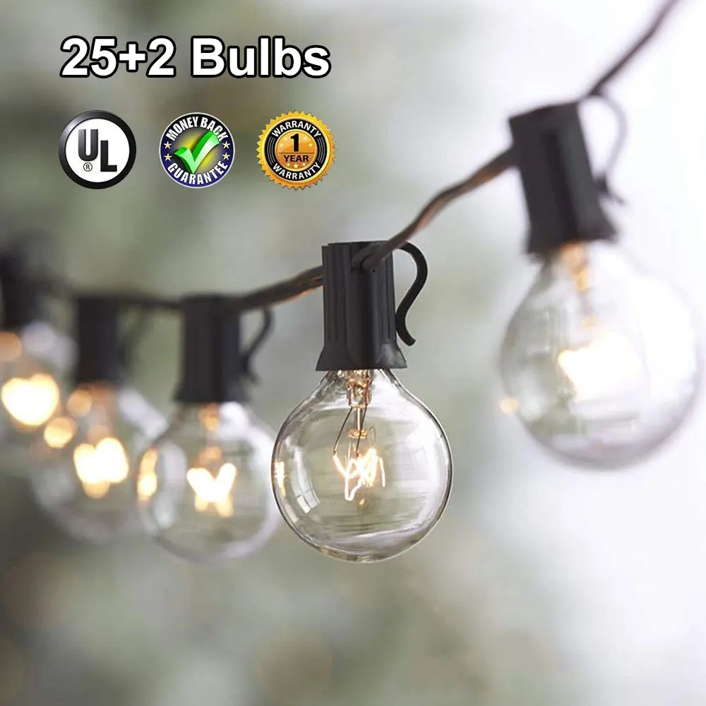 DCOO Outdoor Patio String Light 25 Clear Globe G40 Bulbs UL Certified for Patio Backyard Wedding Gathering Parties Markets Decor
DCOO Outdoor Patio String Light 25 Clear Globe G40 Bulbs UL Certified for Patio Backyard Wedding Gathering Parties Markets Decor