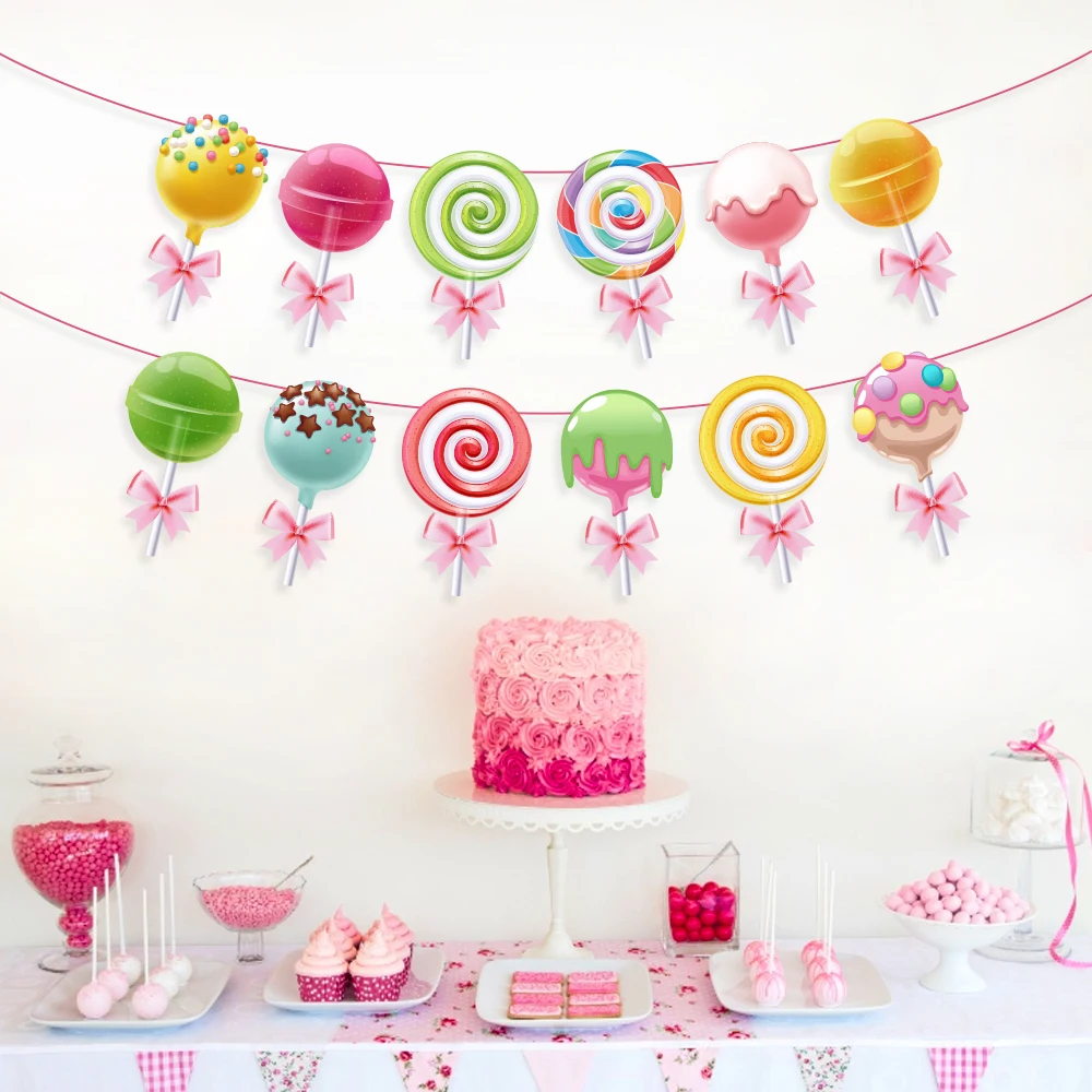618 Sale Promotion Sweet Lollipop Wall Banner Candy Sugar Baby Shower Birthday Party Decorations Hanging Bunting Party Supplies
618 Sale Promotion Sweet Lollipop Wall Banner Candy Sugar Baby Shower Birthday Party Decorations Hanging Bunting Party Supplies