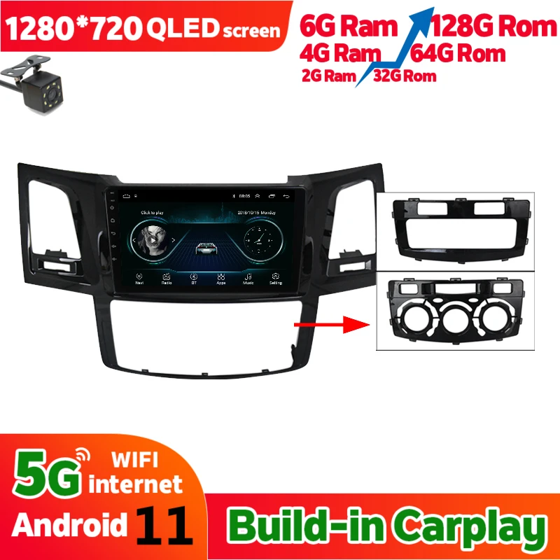 NEW 6GB Ram 128GB Rom 9 Inch 2Din Car Radio Android 11.0 Multimedia Player Autoradio Stereo For Toyota 2007 2015 Fortuner Hilux |