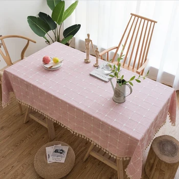 Japanese-style fabric art embroidered cotton and linen check tablecloth simple study coffee table placemat 
Japanese-style fabric art embroidered cotton and linen check tablecloth simple study coffee table placemat