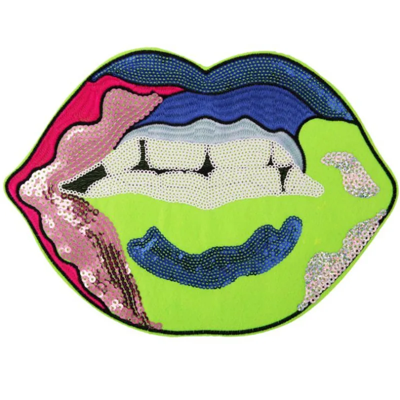 T shirt Women Embroidery patch sequins fabric 270mm big lips deal with it iron on patches for clothing stickers free shipping
T shirt Women Embroidery patch sequins fabric 270mm big lips deal with it iron on patches for clothing stickers free shipping