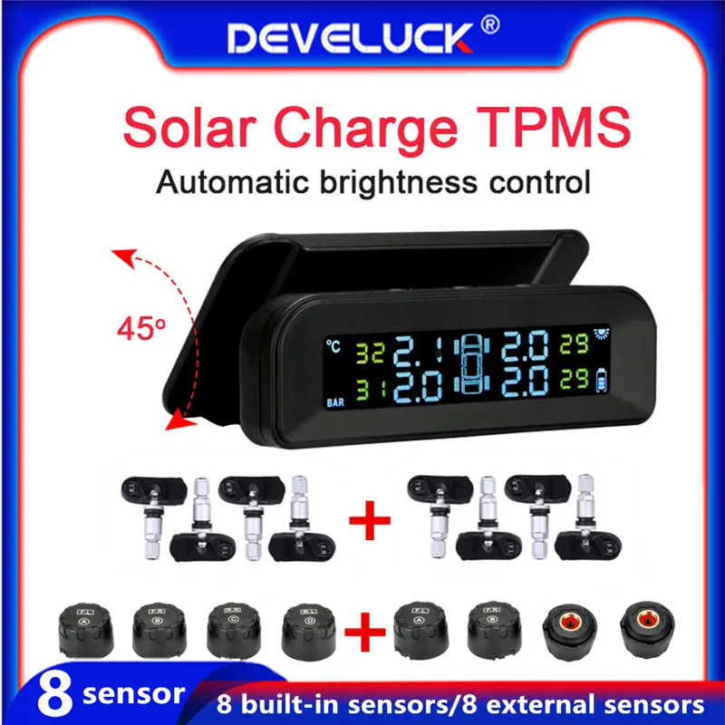 TPMS Original Wireless HD Solar Charge Car Tire Pressure Alarm Monitor System Display Turn On with Vibration with 4/5/8 Sensors
TPMS Original Wireless HD Solar Charge Car Tire Pressure Alarm Monitor System Display Turn On with Vibration with 4/5/8 Sensors