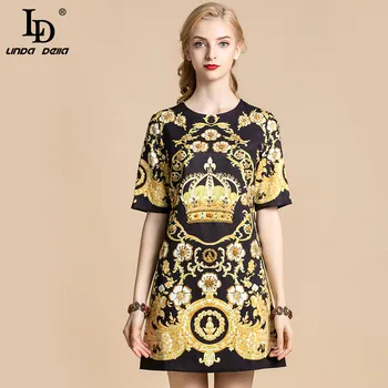 LD LINDA DELLA Summer Fashion Runway Vintage Dress Women Short Sleeve Retro Floral Print Crystal Beading Loose Dresses vestidos
LD LINDA DELLA Summer Fashion Runway Vintage Dress Women Short Sleeve Retro Floral Print Crystal Beading Loose Dresses vestidos
