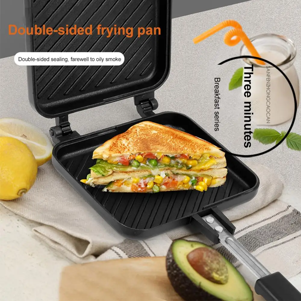 Double-Sided Sandwich Pan Non-stick Foldable Grill Frying Pan for Bread Toast Breakfast Machine Waffle Pancake
Double-Sided Sandwich Pan Non-stick Foldable Grill Frying Pan for Bread Toast Breakfast Machine Waffle Pancake