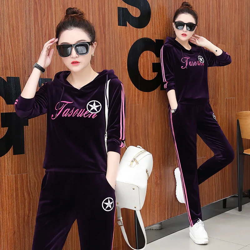Gold Velvet Sports Clothing WOMEN'S Suit 2018 Spring And Autumn New Style Large Size Fashion Hoodie Trousers Two-Piece Set
Gold Velvet Sports Clothing WOMEN'S Suit 2018 Spring And Autumn New Style Large Size Fashion Hoodie Trousers Two-Piece Set
