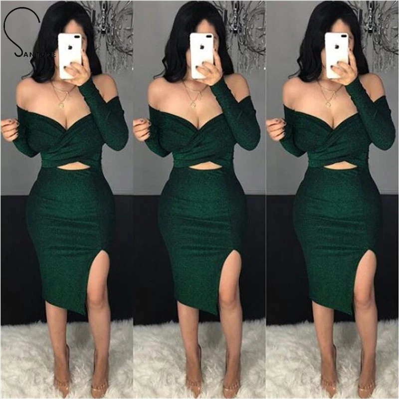 Santune 2020 Summer Sheath Bodycon two piece set Side Split Off Shoulder 2 piece set women Elastic Night Club Sexy two piece set
Santune 2020 Summer Sheath Bodycon two piece set Side Split Off Shoulder 2 piece set women Elastic Night Club Sexy two piece set