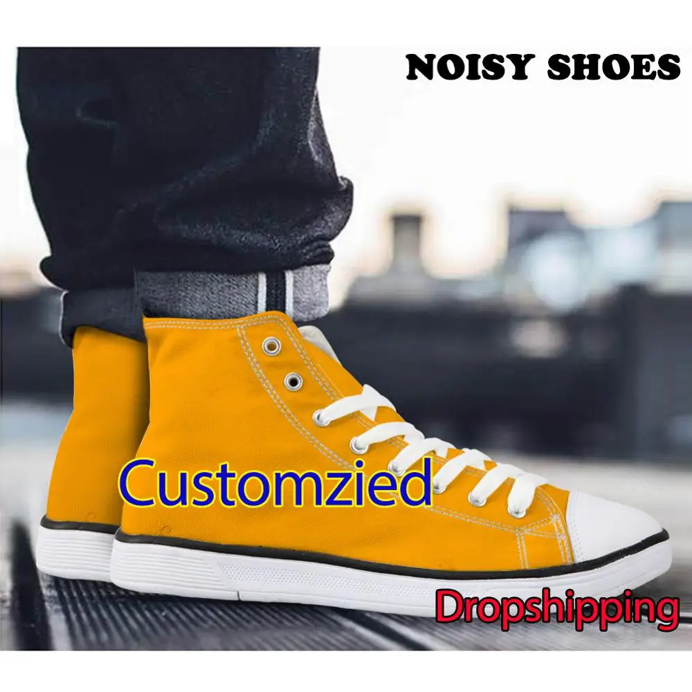 

New Custom Images Or Logo Men Women Lace-up Vulcanize Shoes Classic Breathabl High Top Canvas Shoes Men Flat Sneakers Drop Ship