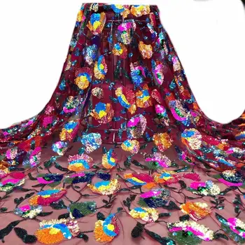 African lace fabric 2020 premium lace fabric Nigerian French lace fabric with 3D color sequins wedding dress YYZ90878 
African lace fabric 2020 premium lace fabric Nigerian French lace fabric with 3D color sequins wedding dress YYZ90878