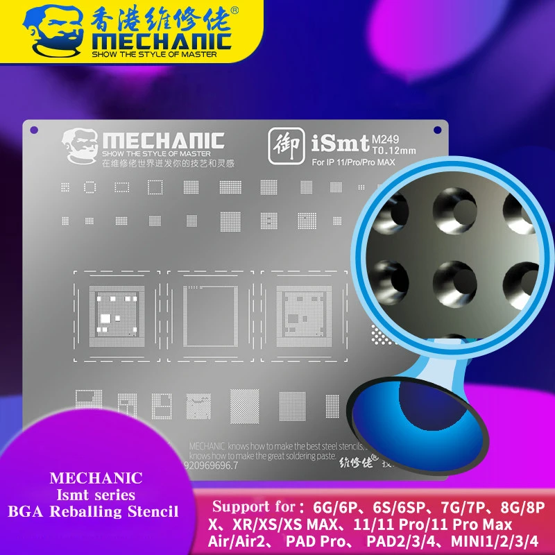 Трафарет BGA Mechanic для iPhone 6/6P/6S/6SP/7/7P/8/8P/X/XR/XS/11/11Pro/11Pro Max CPU IC Chip трафареты
