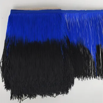 

10 meter/lot 20cm Long Blue Fringe Tassel Latin Trimming Dip Dye Omble Rayon Macrame Lace Samba DanceWear Trimming Sewing Trims