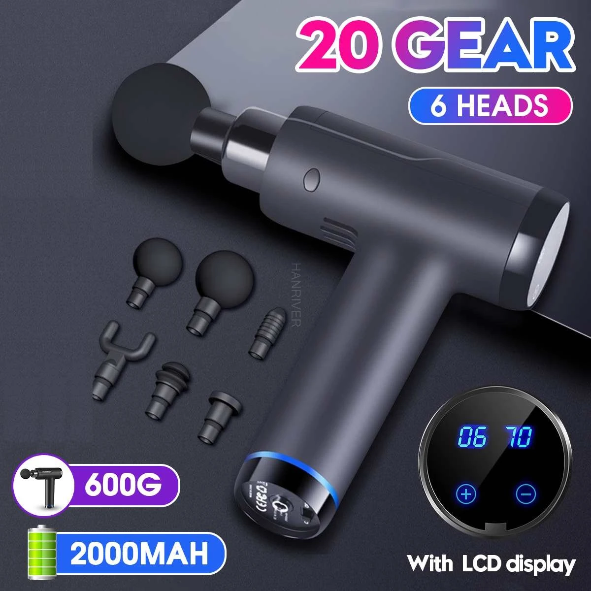 3200r/ 20 Gears LCD Muscle Massage Gun Sport Therapy Massager Body Relaxation Pain Relief Slimming Shaping Massager 6 Heads
3200r/ 20 Gears LCD Muscle Massage Gun Sport Therapy Massager Body Relaxation Pain Relief Slimming Shaping Massager 6 Heads