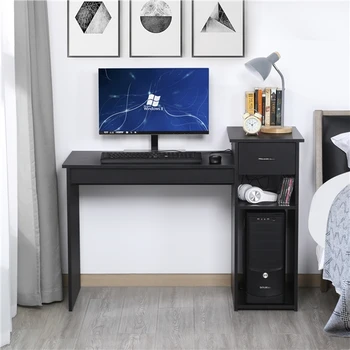 Computer Desk Home Office Study Workstation Laptop Table w/Drawer & Shelves Black
Computer Desk Home Office Study Workstation Laptop Table w/Drawer & Shelves Black