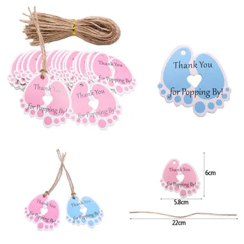 50Pcs Kraft Paper Gift Hang Label Baby Feet Tags With Jute Rope Thank You For Popping By Baby Shower Birthday Party Favor 
50Pcs Kraft Paper Gift Hang Label Baby Feet Tags With Jute Rope Thank You For Popping By Baby Shower Birthday Party Favor