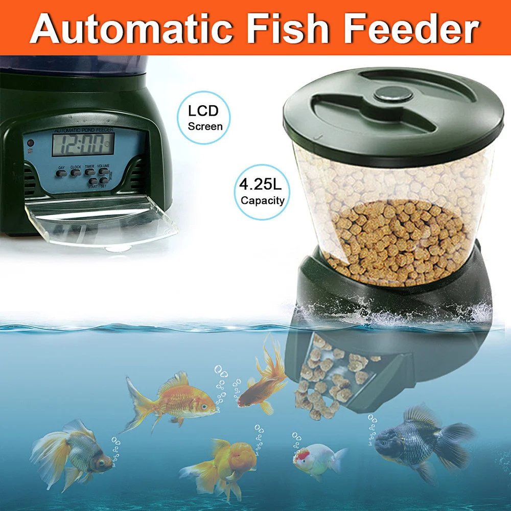 4.25L Automatic Pond Fish Feeder Fish Food Dispenser Digital Aquarium Timer Feeder with LCD
4.25L Automatic Pond Fish Feeder Fish Food Dispenser Digital Aquarium Timer Feeder with LCD