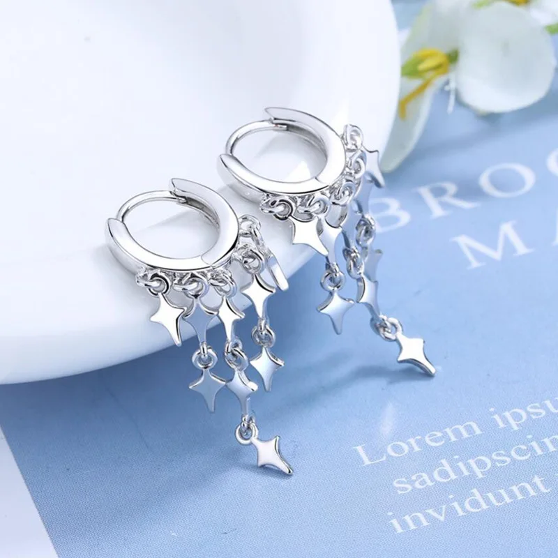 KOFSAC New Trendy 925 Sterling Silver Earrings For Women Exquisite Stars Tassel Ear Jewelry Girl Birthday Party Accessories Gift 
KOFSAC New Trendy 925 Sterling Silver Earrings For Women Exquisite Stars Tassel Ear Jewelry Girl Birthday Party Accessories Gift