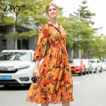 2020 New Fashion Runway Dress Designers Women Summer Clothes Elegant Long Sleeve V Neck Elastic Waist Print Holiday Dresses
2020 New Fashion Runway Dress Designers Women Summer Clothes Elegant Long Sleeve V Neck Elastic Waist Print Holiday Dresses