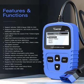 Vdiagtool Scanner Car OBD2 VD10 Vehicle Code Reader OBD2 Scanner Tool Check Fault Auto Diagnostic Tool Better Than ELM327 V1.5
Vdiagtool Scanner Car OBD2 VD10 Vehicle Code Reader OBD2 Scanner Tool Check Fault Auto Diagnostic Tool Better Than ELM327 V1.5