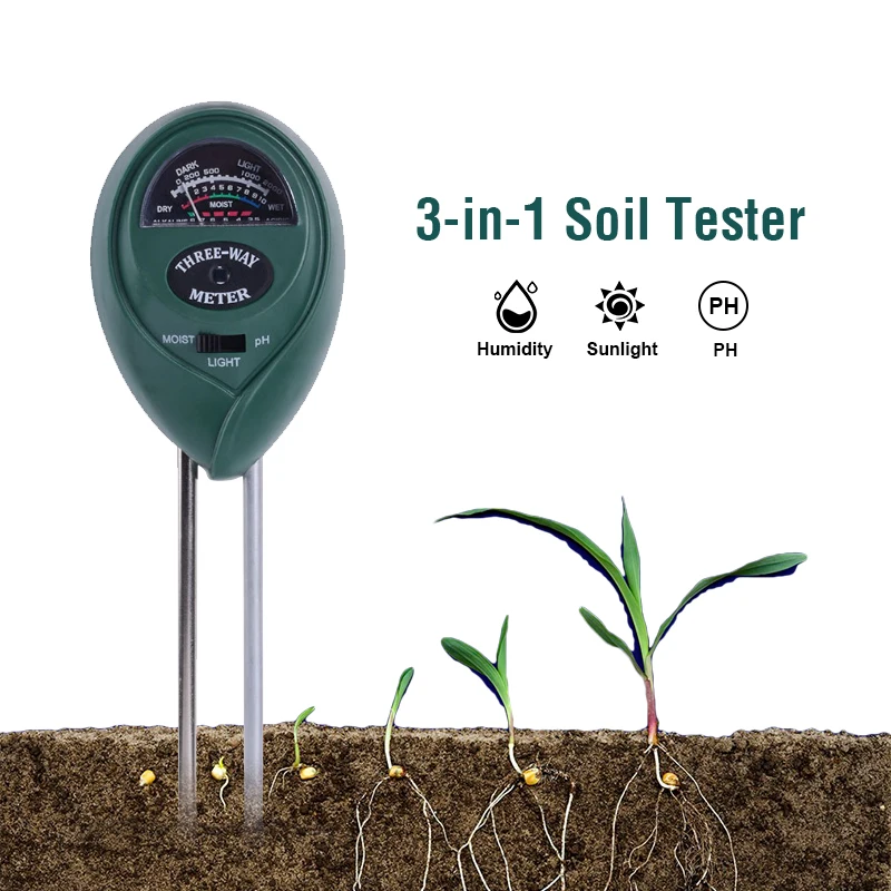 3 in 1 PH soil Moisture / Light pH Meter Acidity moisture sunlight garden plants Flowers damp tester tool instrument
3 in 1 PH soil Moisture / Light pH Meter Acidity moisture sunlight garden plants Flowers damp tester tool instrument
