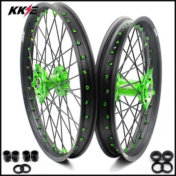 KKE 21 & 19 Spoked MX Wheels Rims set for Kawasaki KX250F KX450F 2019 Green Nipple Black Spoke
KKE 21 & 19 Spoked MX Wheels Rims set for Kawasaki KX250F KX450F 2019 Green Nipple Black Spoke