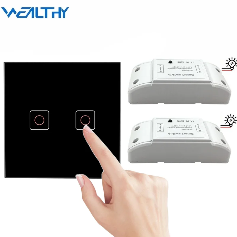 RF433 Glass Panel Touch Remote Control Stick Switch 1/2/3 Gang,With Relay Receiver AC90v-250v For Wall LED Lamp No Need Rewiring
RF433 Glass Panel Touch Remote Control Stick Switch 1/2/3 Gang,With Relay Receiver AC90v-250v For Wall LED Lamp No Need Rewiring