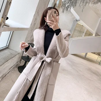 Aorice Women Winter Warm Wool Blends Coat Jacket With Real Rabbit Fur Lining Genuine Mink Fur Hood Female Overcoats ZY904
Aorice Women Winter Warm Wool Blends Coat Jacket With Real Rabbit Fur Lining Genuine Mink Fur Hood Female Overcoats ZY904