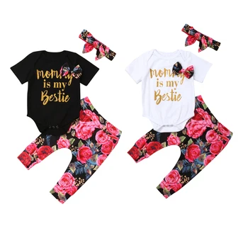 2020 Fashion Cute Infant Baby Clothes Sets Girl Newborn Letters Bodysuits Jumpsuit Floral Pants Summer Outfit Clothes 0-24M 
2020 Fashion Cute Infant Baby Clothes Sets Girl Newborn Letters Bodysuits Jumpsuit Floral Pants Summer Outfit Clothes 0-24M
