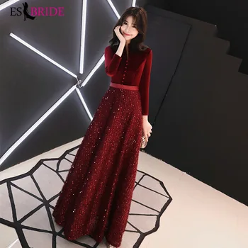 Elegant Evening Dresses Long Sleeevs ES3257 A-Line High-Neck Sparkle Sequins Formal Evening Party Gowns Robe Longue 2020
Elegant Evening Dresses Long Sleeevs ES3257 A-Line High-Neck Sparkle Sequins Formal Evening Party Gowns Robe Longue 2020