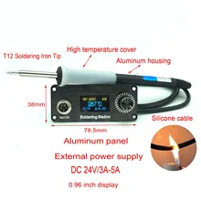 Set T12 Mini Soldering Iron DC 12-24V 72W 0.96' OLED Adjustable Temperature Electric Welding Solder Tip Station Tool No Power
Set T12 Mini Soldering Iron DC 12-24V 72W 0.96' OLED Adjustable Temperature Electric Welding Solder Tip Station Tool No Power