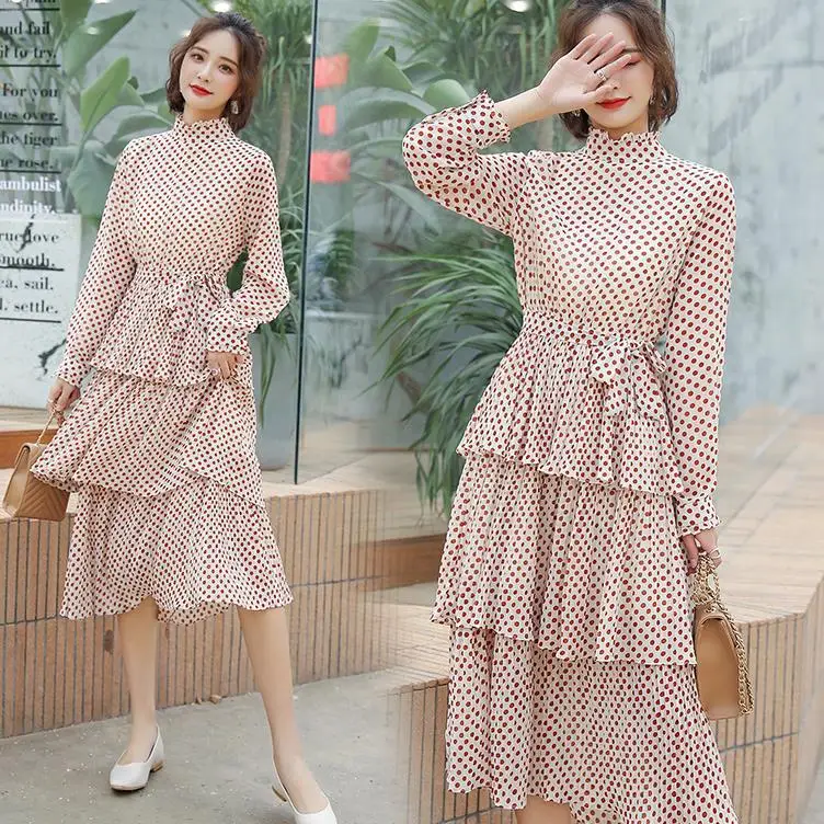 Elegant Comfortable Fashion WOMEN'S Dress Dotted Stand Collar Elastic Waist 2019 Spring New Style Ladies' Long Skirts
Elegant Comfortable Fashion WOMEN'S Dress Dotted Stand Collar Elastic Waist 2019 Spring New Style Ladies' Long Skirts